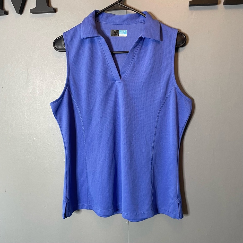 PGA TOUR Indigo sleeveless tank top golf polo women's size large